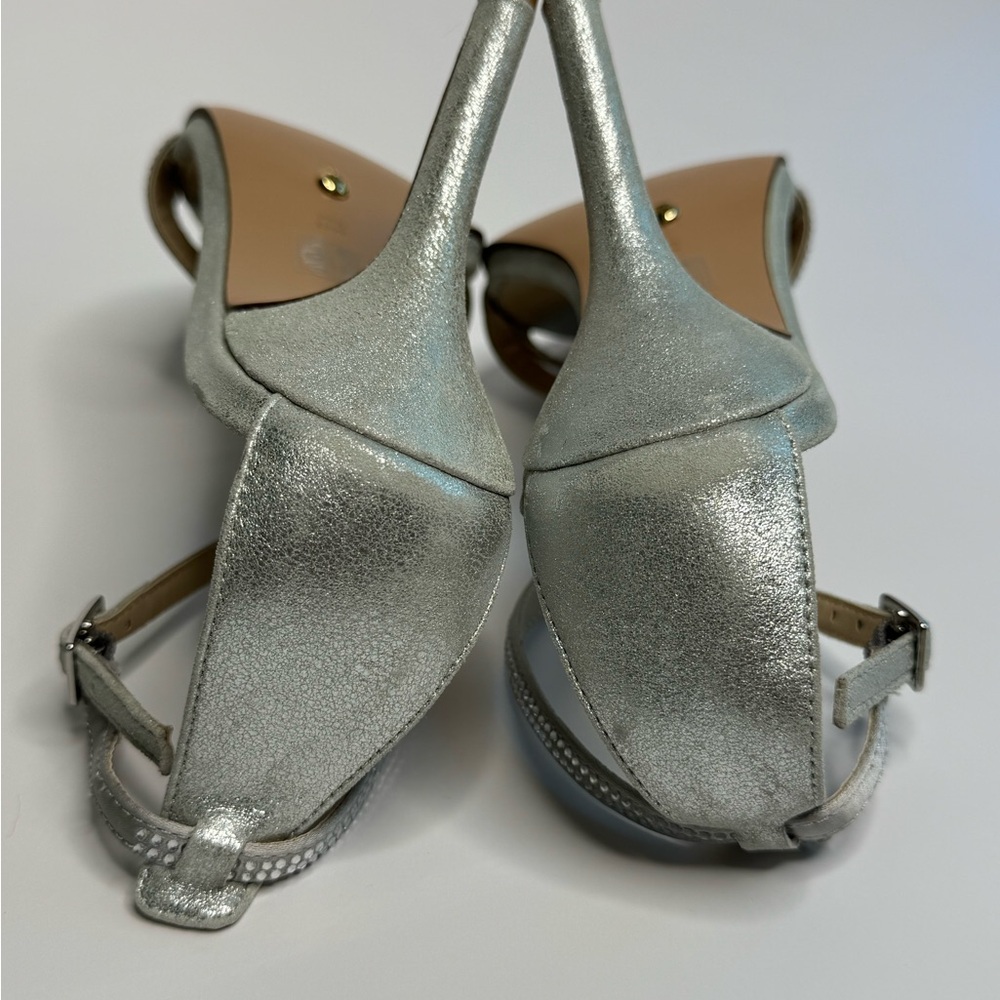 Sliver Rhinestone T-Strap Style Heels - Picture 6 of 8